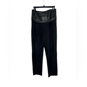 BLACK SUEDE‎ like  WOMAN'S SLACKS WITH LEATHER CUMMERBUND SIZE 8 by Maxima